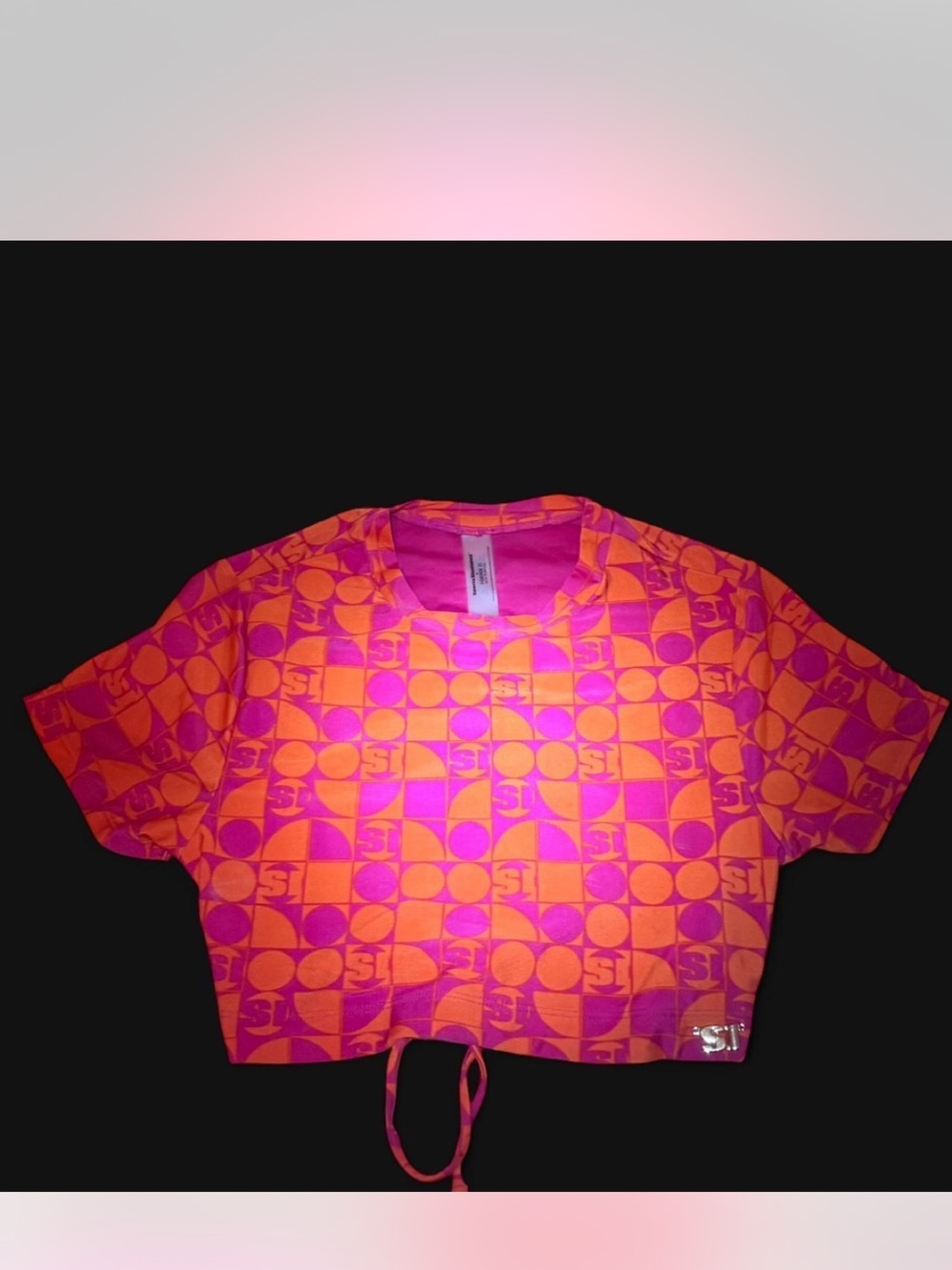 Forever 21 Orange and Pink Geometric Crop Top